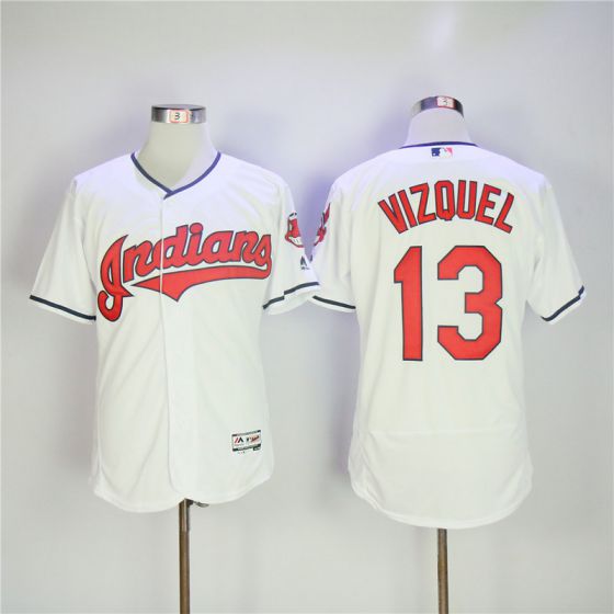 Men Cleveland Indians 13 Vizquel Whtie Elite MLB Jerseys